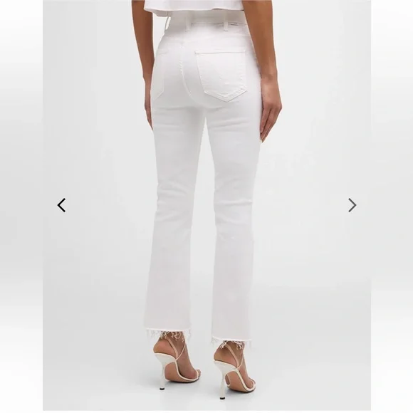 MOTHER The Hustler Ankle Fray Jeans White